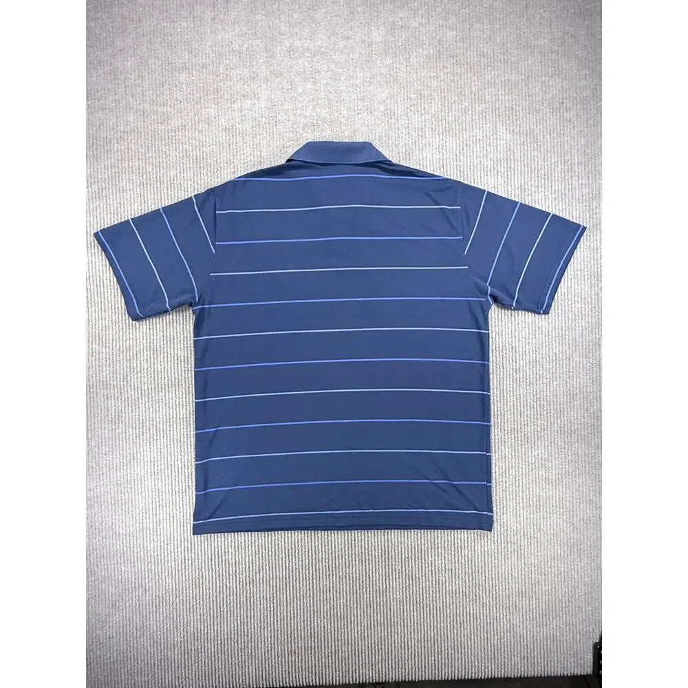 Ralph Lauren Men XXL Striped Polo Shirt Navy Blue Cotton Blend Short Sleeve